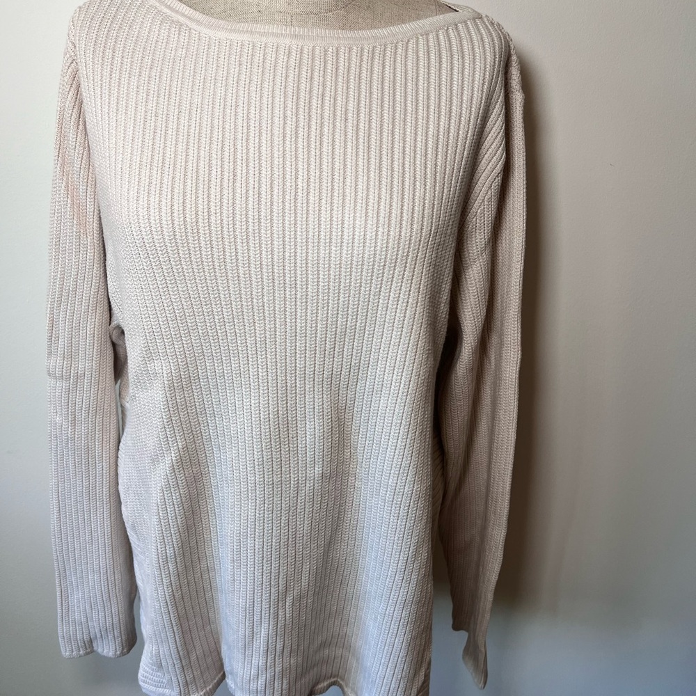J. Jill Size XL Ivory Cream Ribbed Sweater
